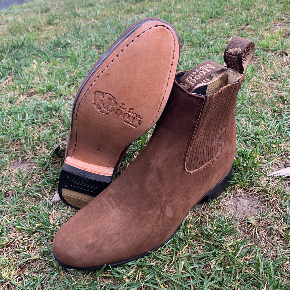 Men's Nubuck Leather Cowboy Western Charro Botin Half Boot  Botines Charros 310
